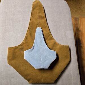 Merit Beauty Makeup Bag Set Different Sizes Khaki Corduroy/Blue Velveteen